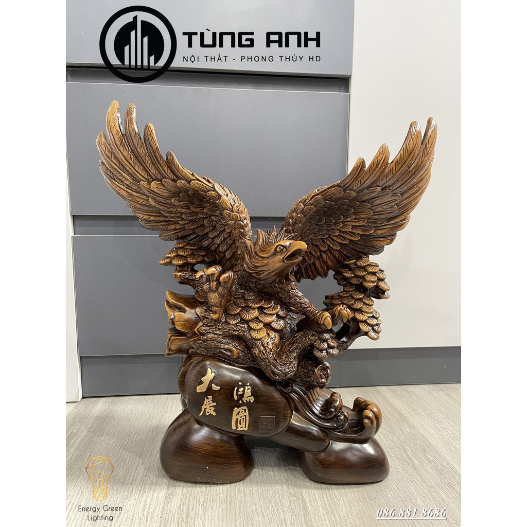 Tượng Phong Thủy Đại Bàng Tung Cánh - Cao 56cm - Quà Tặng Sếp, Tân Gia Khai Trương Trang Trí Nhà Cửa - Bảo Hành 12 Tháng