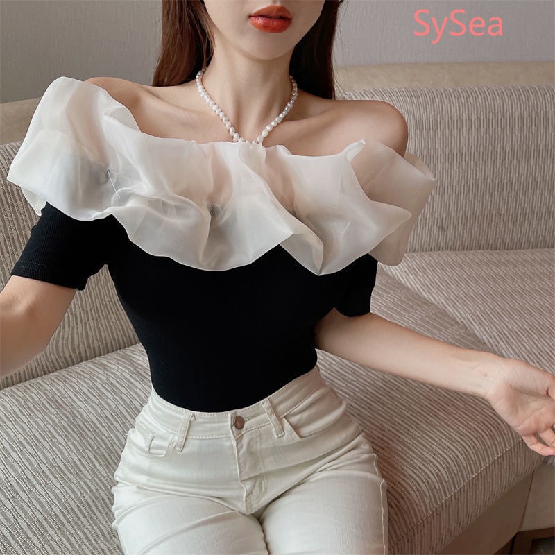 Áo Hai Dây Phối Lưới Đính Ngọc Trai Thời Trang Hè Cá Tính Cho Nữ