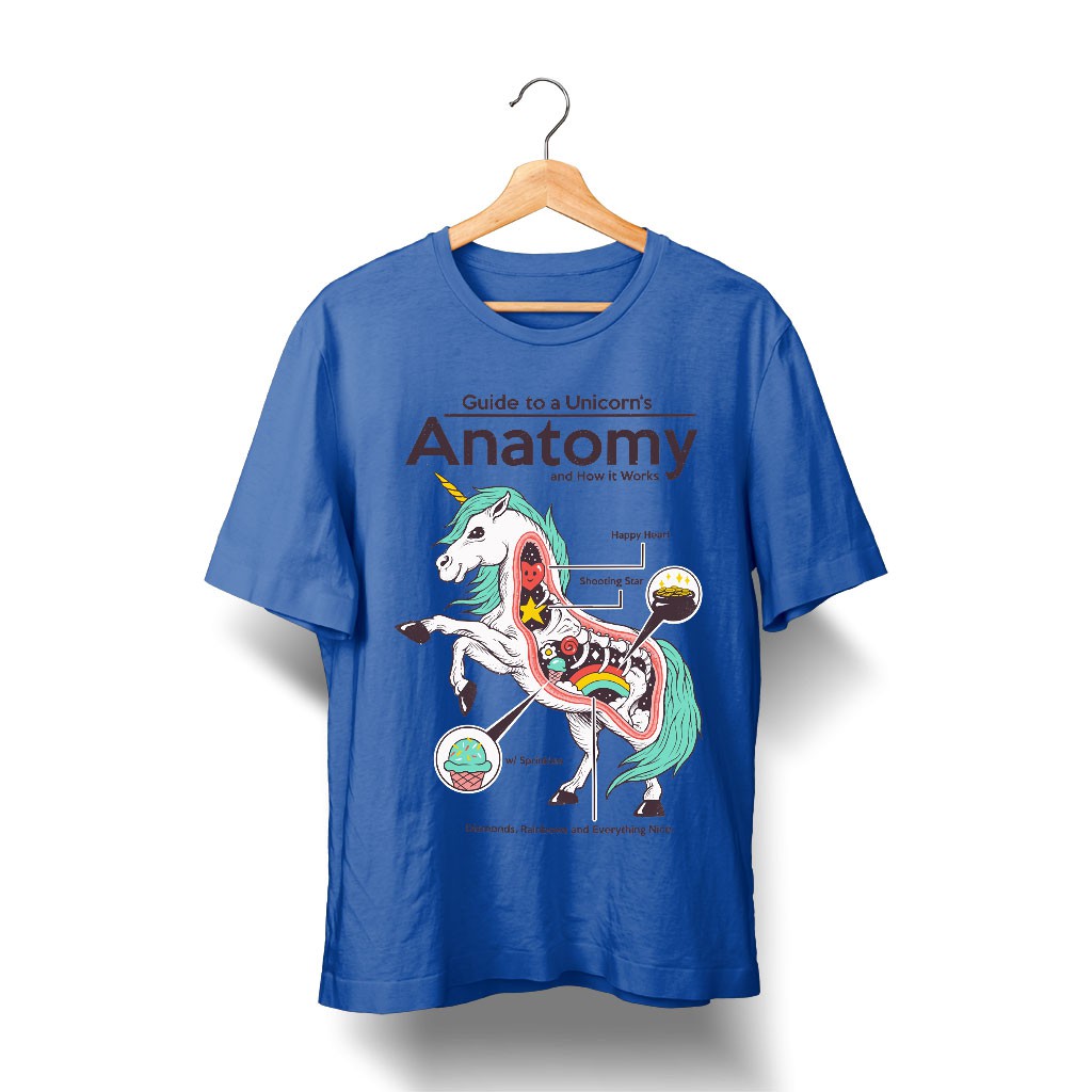 Áo thun nam đẹp 100% Cotton Unicorn - cấu tạo của 1 chú kỳ lân dễ thương độc đáo cho người thích giải phẫu JAP20210027