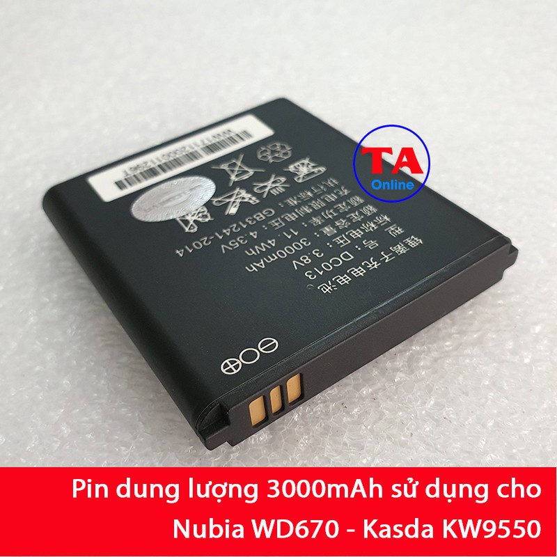 Pin thay thế cho Nubia WD670 - Kasda KW9550 dung lượng 3000mAh