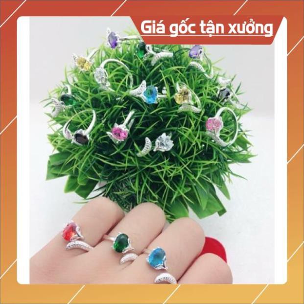 FREE SHIP Nhẫn hồ ly đủ màu đá bạc đẹp