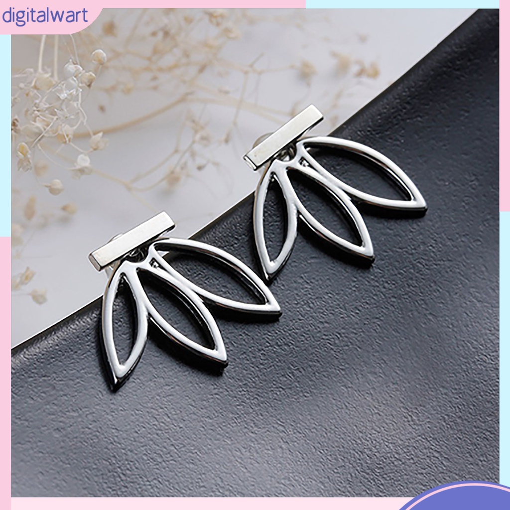 Cặp khuyên tai 2 mặt thiết kế hình cánh hoa sen sang trọng cá tính dành cho nữ