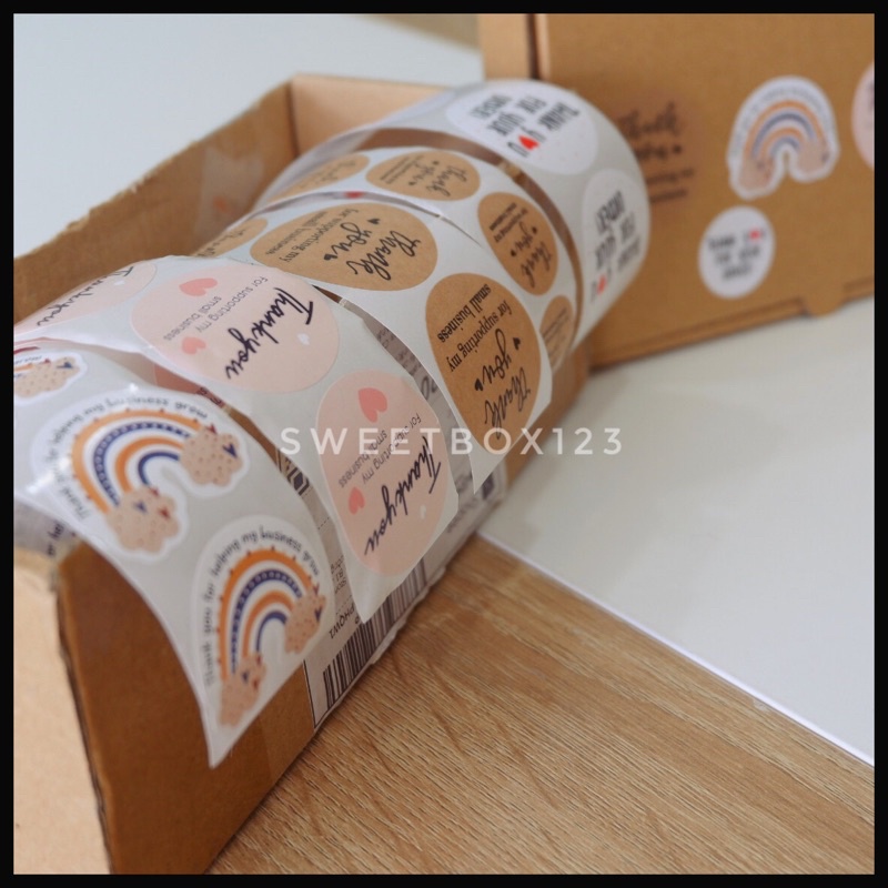 Nhãn Dán Cuộn Sticker 500 Tem Thank You - Nhãn Dán Cám Ơn Khách Hàng Kraft Và Các Mẫu Màu Sắc Dễ Thương