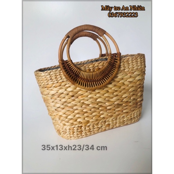 Giỏ xách hình chữ nhật quay mây