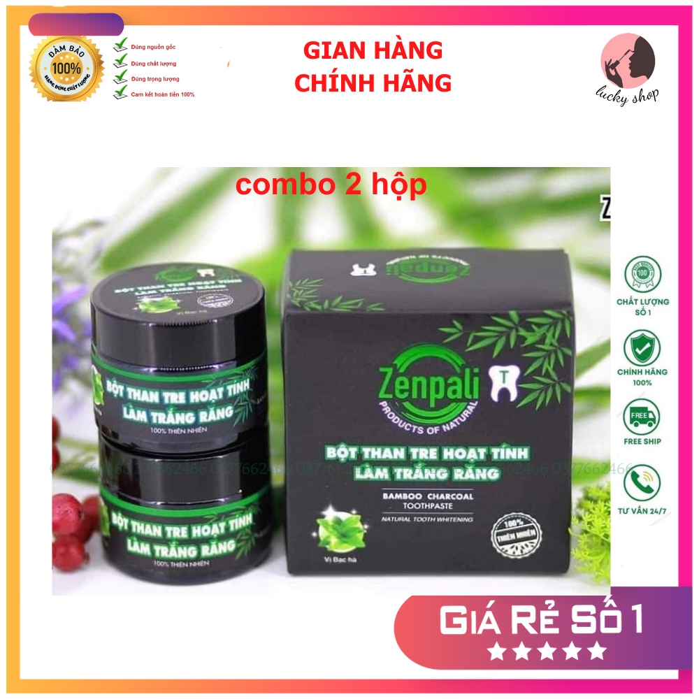 Combo 2 hộp Bột than tre hoạt tính trắng răng zenpali - than trắng răng zenpali date mới nhất