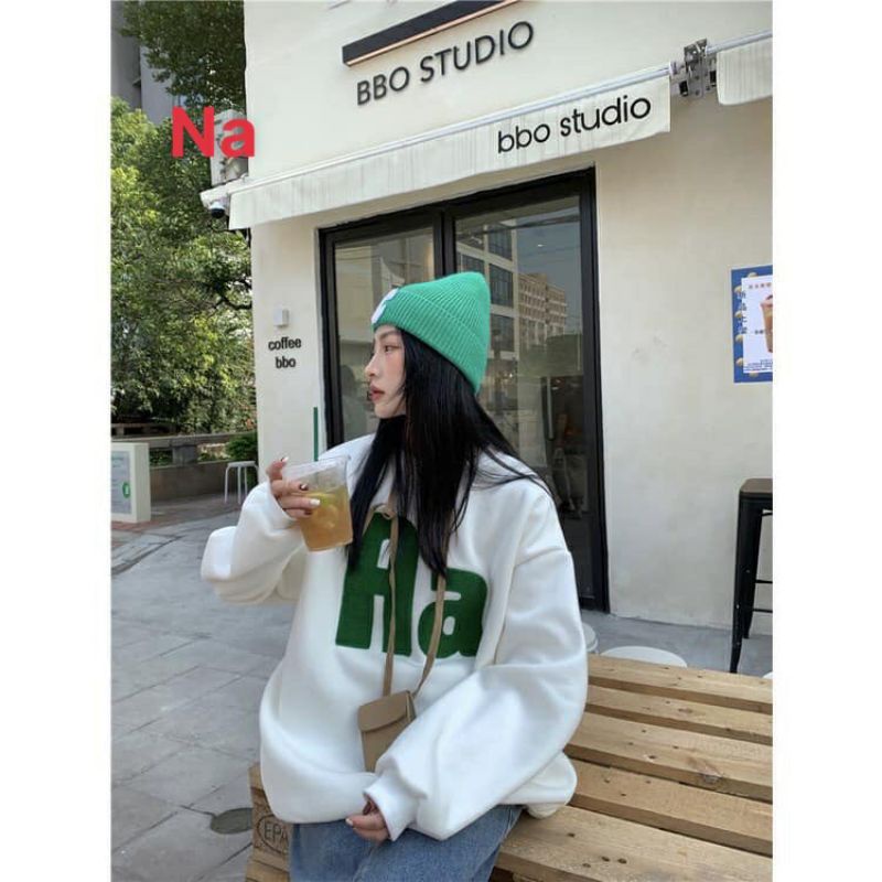 Áo Sweater cổ tròn dài tay Aa; thun hoodie form rộng UlzzangChất nỉ cotton đẹp Không Bai xù TrendFree ship