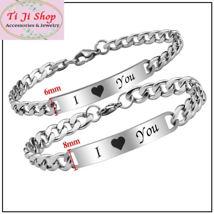 LẮC VÒNG TAY CẶP ĐÔI INOX I LOVE YOU ĐẸP  KHÔNG ĐEN KHÔNG GỈ SÉT