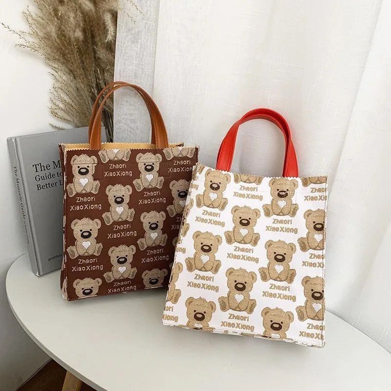 2021 New Cartoon Fashion Handbag Wild Sail Bag Female Cute Bear Shopping Bag Mommy Bag Student Bag