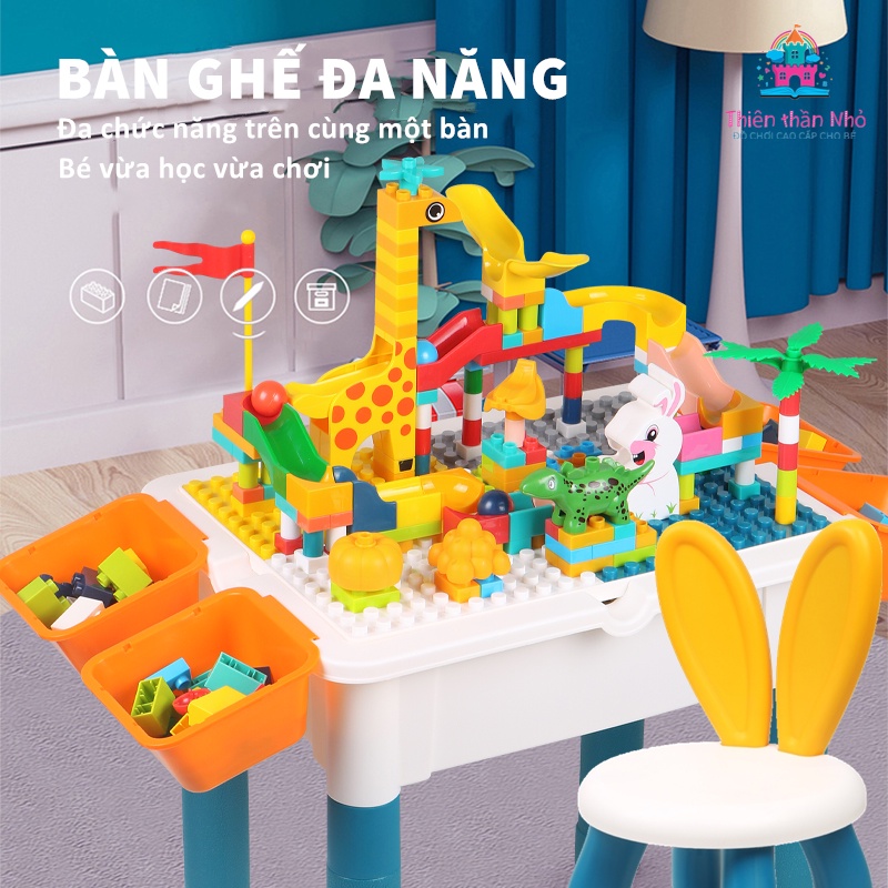 Bộ bàn ghế lego xây dựng đa năng cho trẻ em, bàn đồ chơi lắp ráp, xếp hình Lego cho bé - Thiên thần nhỏ