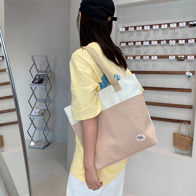 Túi Xách Canvas Cỡ Lớn Phối Khóa Kéo Thời Trang Cho Nữ