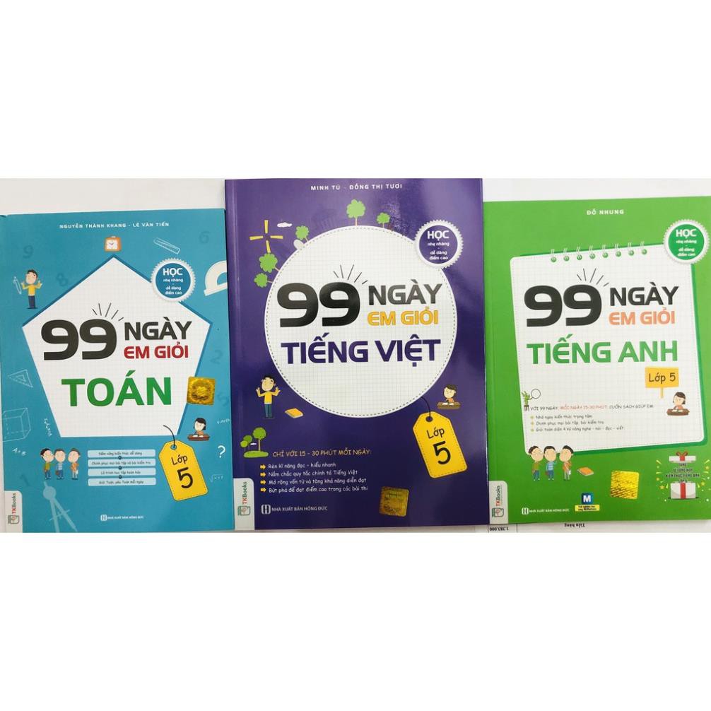 Sách - Combo 99 Ngày Em Học Giỏi Toán + Tiếng Việt + Tiếng Anh lớp 5