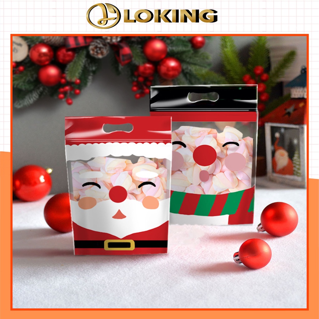 Túi ziplock hoạ tiết hoạt hình Noel đựng bánh kẹo, chống thấm nước - LOKING