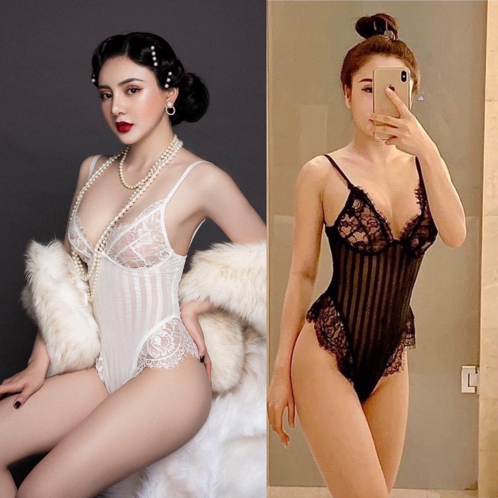 Áo Nữ Bodysuit 2 Dây Sexy Jumpsuit Ôm Body Họa Tiết Kẻ Sọc Quyến Rũ