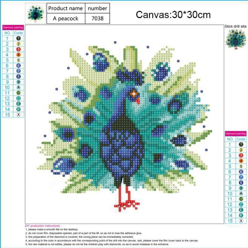 5D Diamond Painting Embroidery Cross Stitch Diy Kit Peacock Craft Art