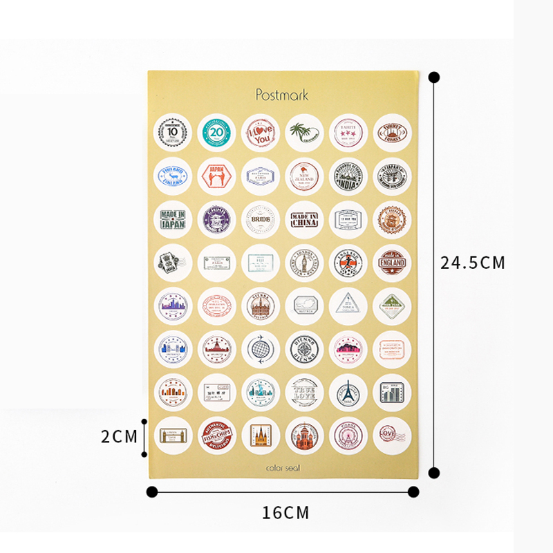 Sticker tròn dán sổ tay trang trí nhiều màu sắc