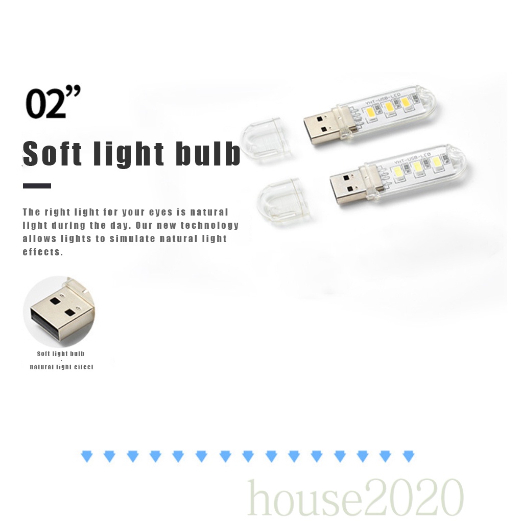 Đèn ngủ led usb 3000k 7000k 3 bóng thiết kế nhỏ gọn tiện dụng 2020