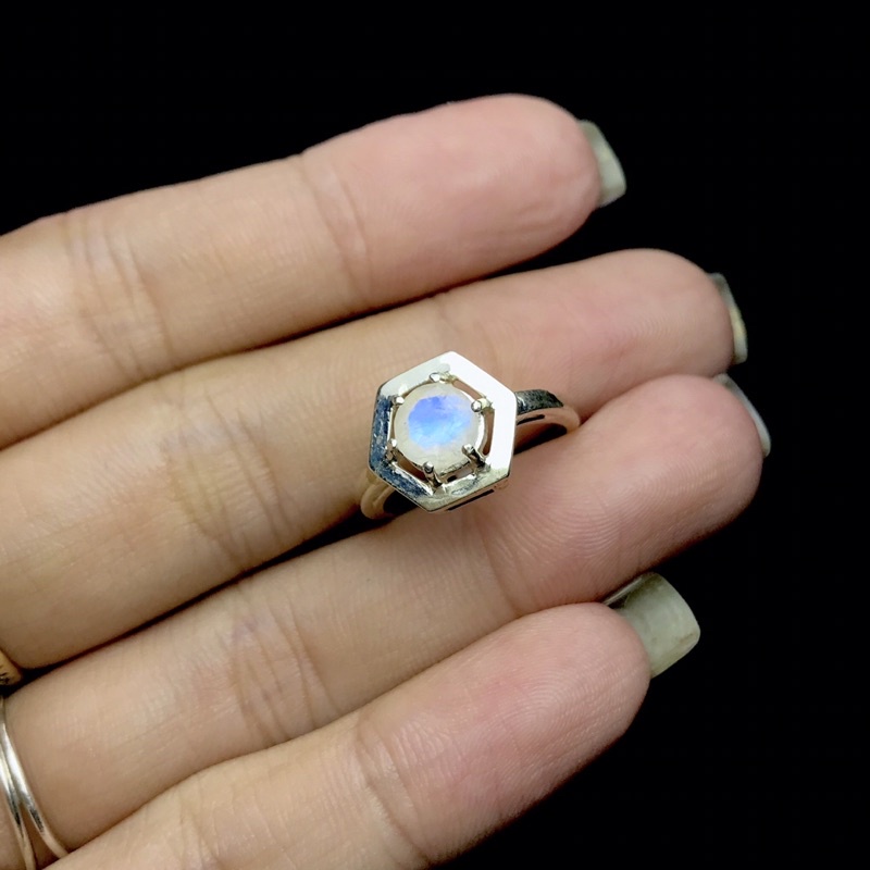 [Moonstone] Nhẫn bạc 925 đá thiên nhiên