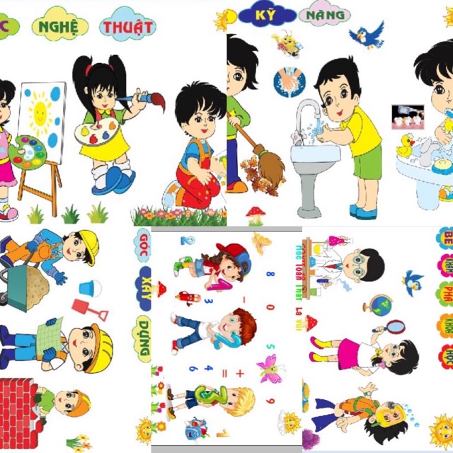 Combo 5 bộ tranh góc mầm non (mẫu mới)