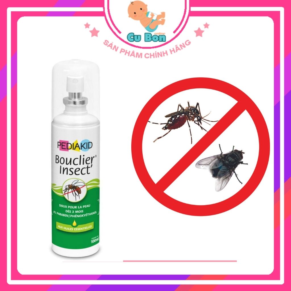 XỊT muối PEDIAKID CHỐNG MUỖI VÀ CÔN TRÙNG ĐỐT PHÁP 100ML cho trẻ từ 3 tháng tuổi