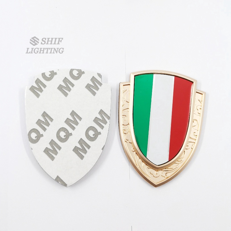 Huy hiệu kim loại cờ Ý trang trí sau xe ô tô