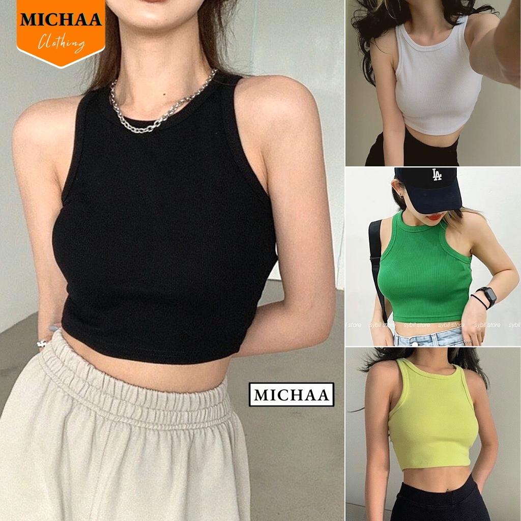 Áo Croptop Ba Lỗ NGƯỢC Nữ Ôm Body Trơn Chất Thun Gân Dày Tốt, Áo thun 3 lỗ nữ Basic Ulzzang - MICHAA | BigBuy360 - bigbuy360.vn