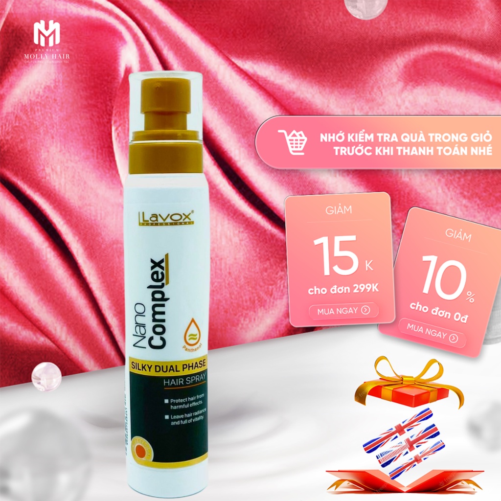 Xịt dưỡng tóc bóng mượt cao cấp MollyHair Nanocomplex, bảo vệ tóc khỏi các tác hại 180ml