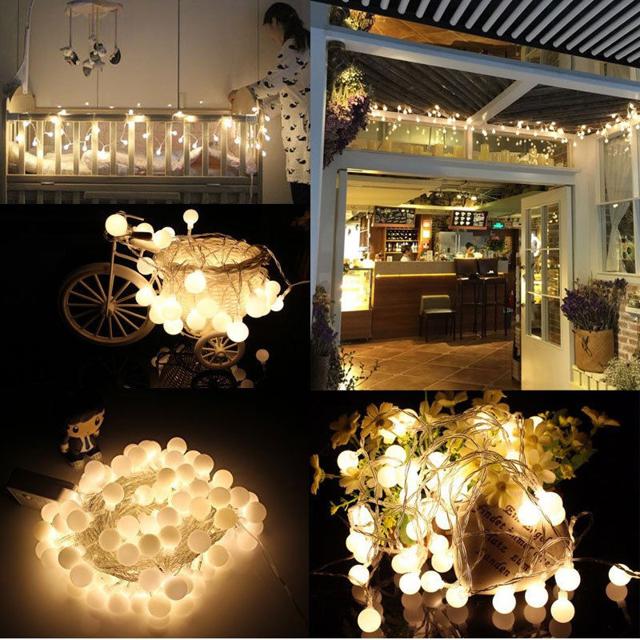 COMBO Bộ đèn Cherry Ball + 1 bộ dây đèn Fairy Light 5 mét nháy DÙNG ĐIỆN