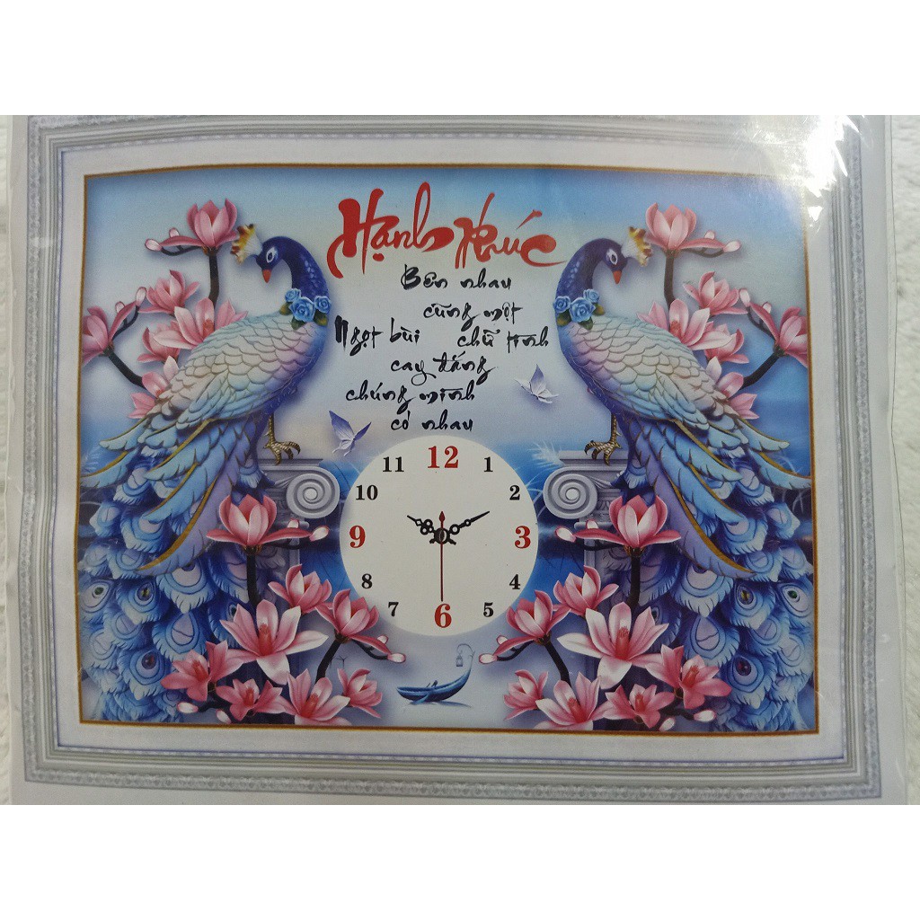 tranh thêu đồng hồ hạnh phúc DV6134