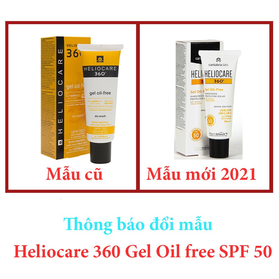 Gel chống nắng dành cho da nhờn, da hỗn hợp Heliocare 360 Gel Oil free SPF 50 50ml