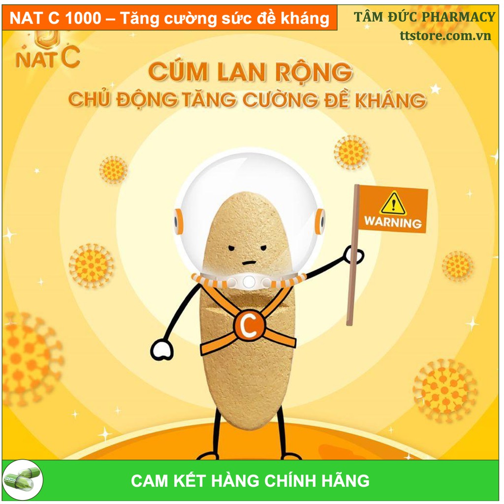 NAT C 1000 Hộp 30 - 60 viên uống Vitamin C NATC 1000mg - Mega we care