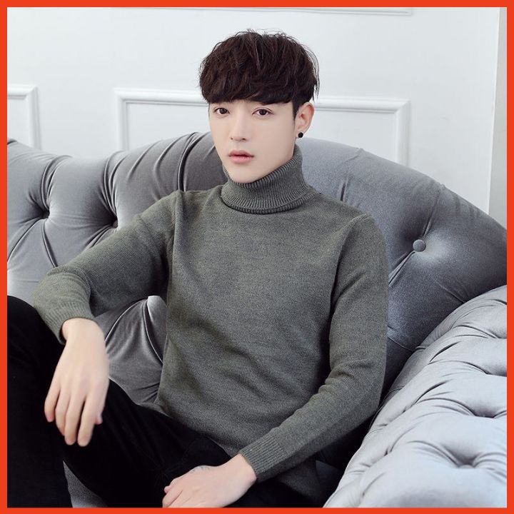 Áo Len Nam Dài Tay Cao Cấp Trơn Cổ Lọ Phong Cách Hàn Quốc Chất Len Mềm Mịn Ôm Body Áo Ấm Len Nam Đẹp