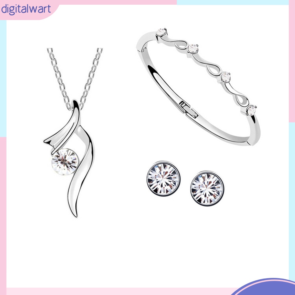 Bộ trang sức mạ bạc đính đá sang trọng dành cho nữ