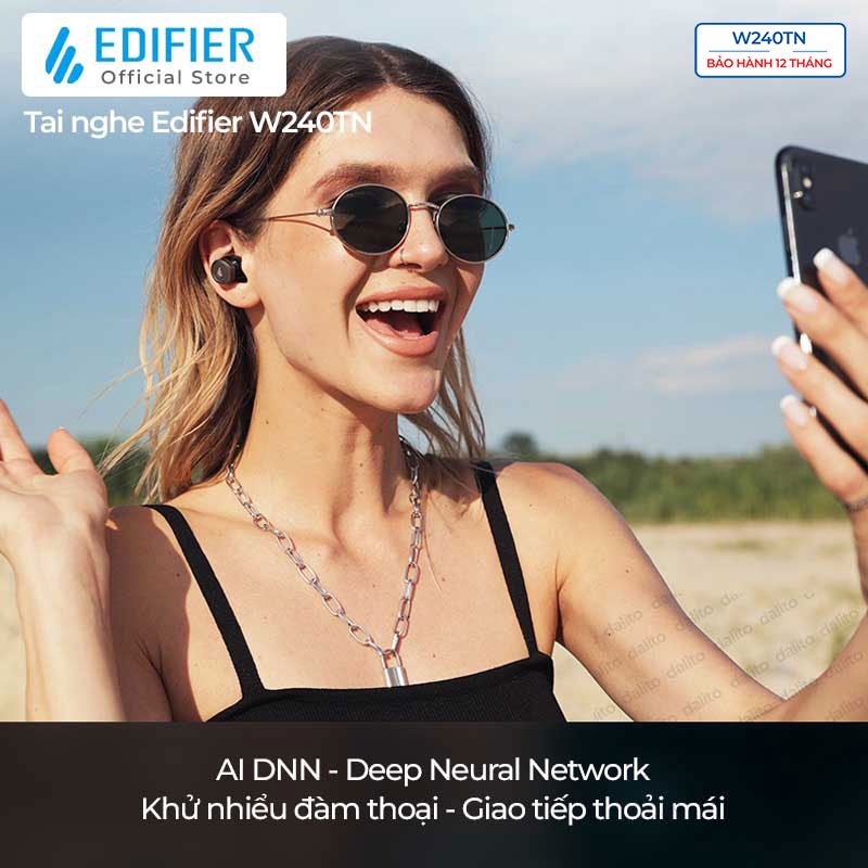 Tai nghe Bluetooth 5.3 EDIFIER W240TN Chống ồn chủ động Đàm thoại 4 mic Game mode Âm thanh driver kép Hàng chính hãng
