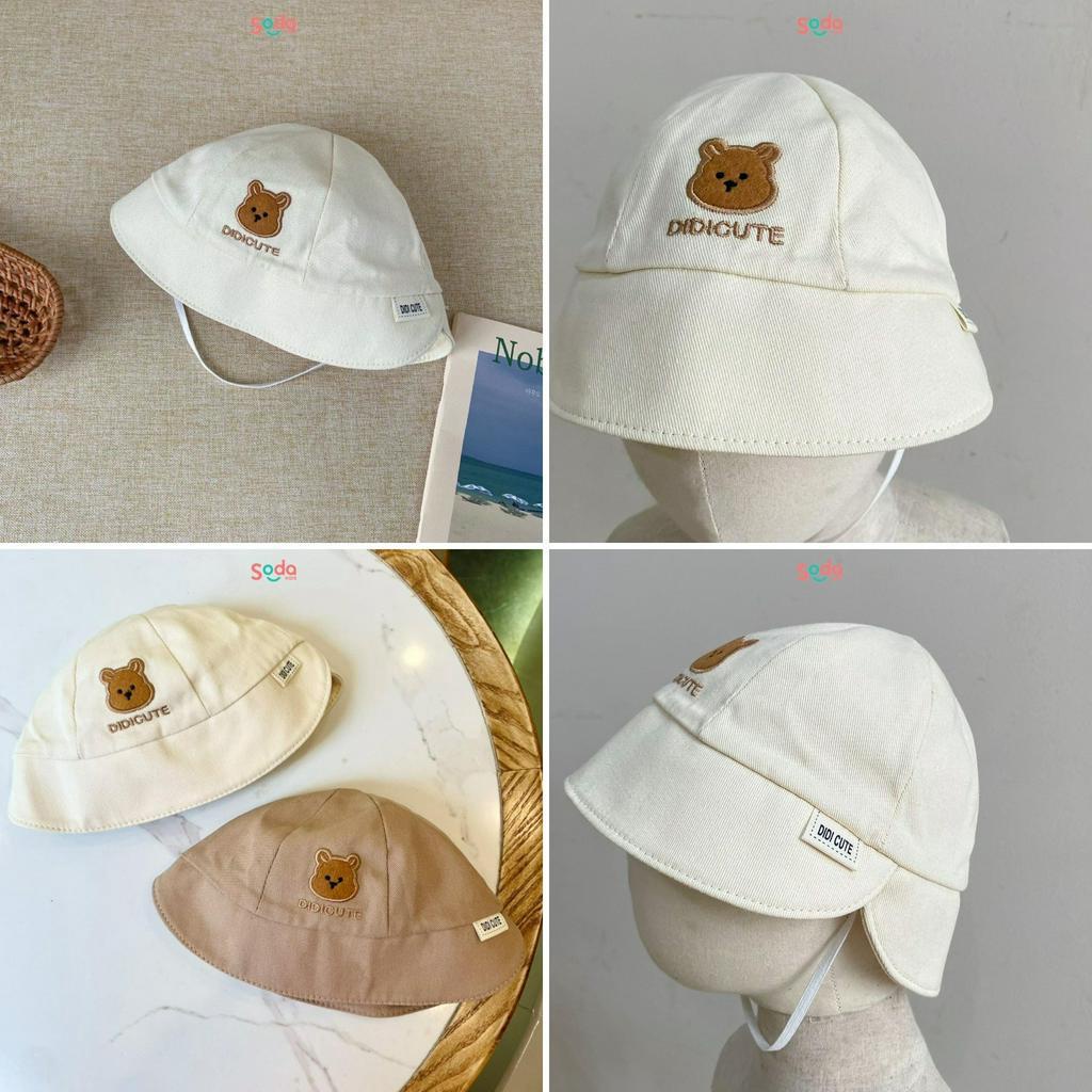 Mũ cho bé bucket hình gấu nâu kiểu mới Hàn Quốc 6m - 24m