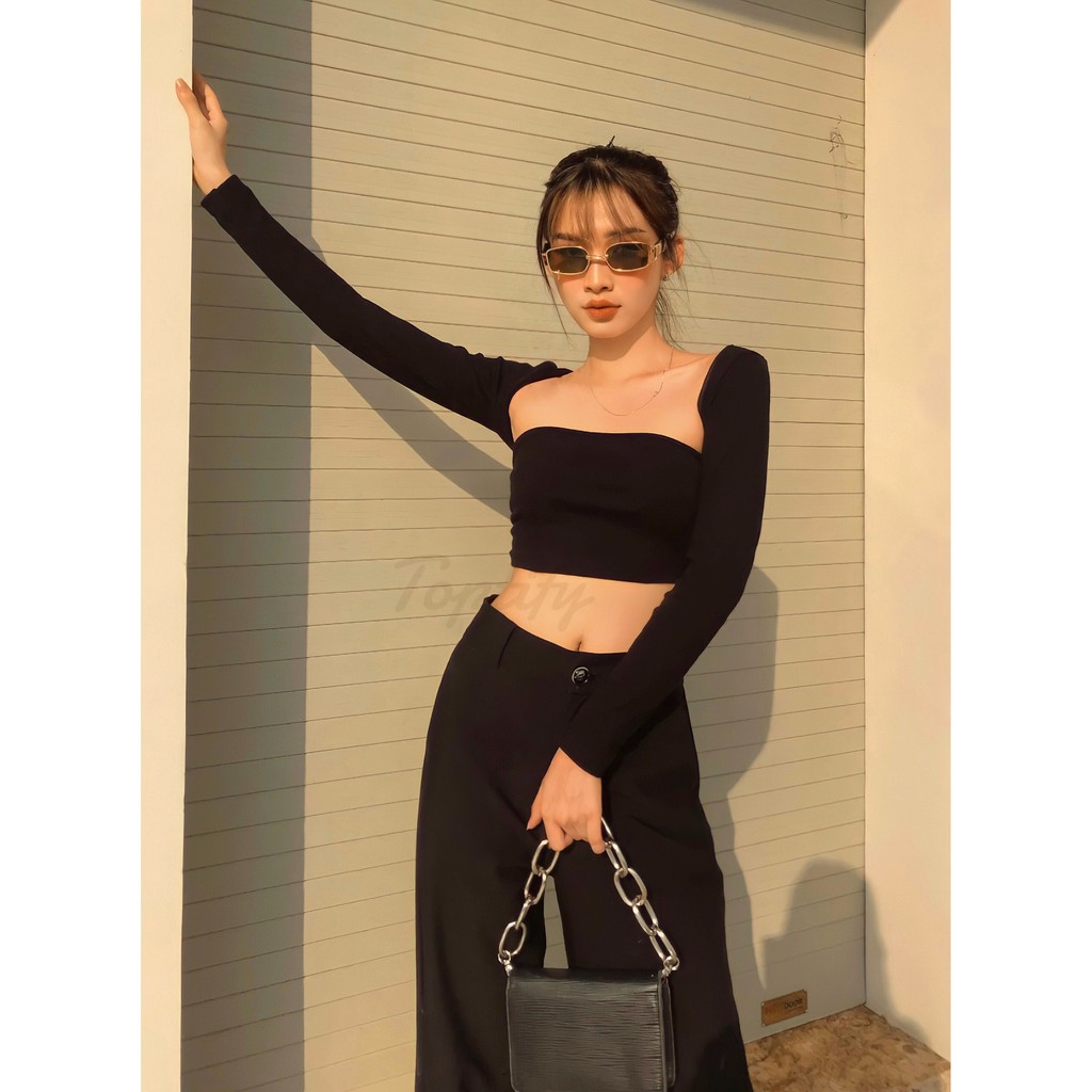 Áo croptop nữ dài tay body TOPTIFY khoét nách Heatting Ups Top A154 | BigBuy360 - bigbuy360.vn