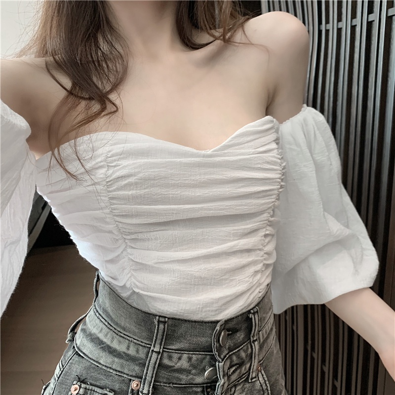 Áo Ngắn Tay Trễ Vai Dễ Phối Đồ Thời Trang Mùa Hè Quyến Rũ