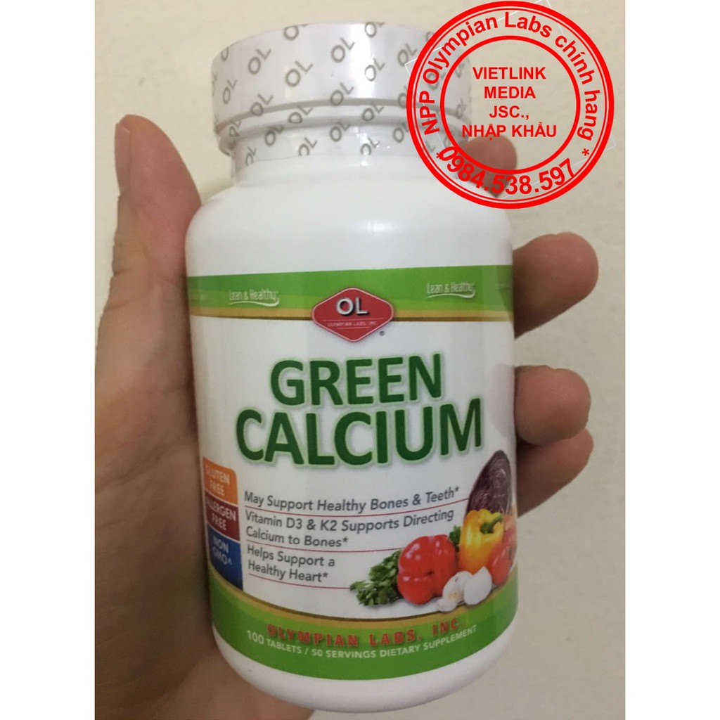 GREEN CALCIUM - Canxi Gluconat hữu cơ cho bà bầu 100v (OLYMPIAN LABS USA)