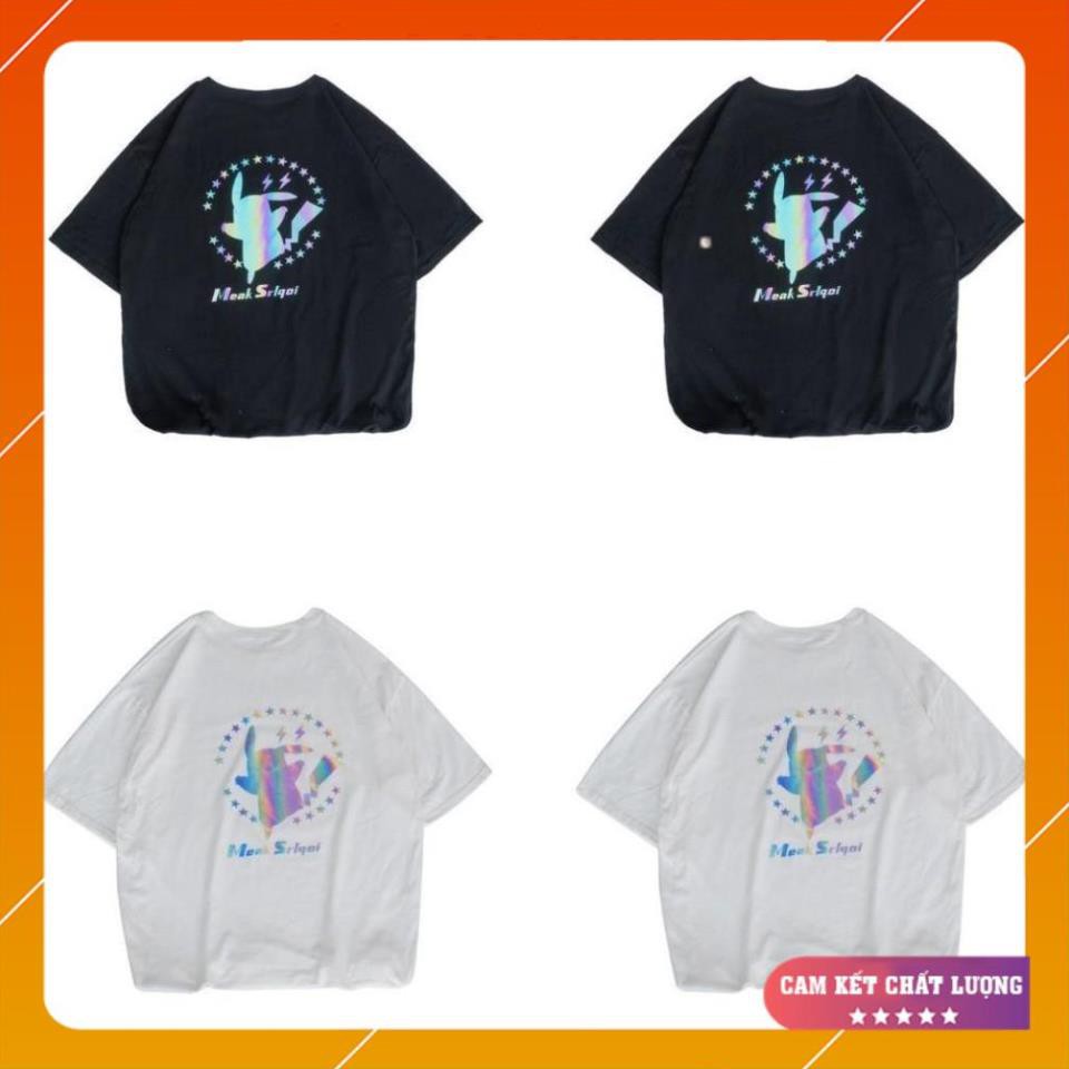 - Áo Thun Phản Quang Pikachu Ngôi Sao form rộng unisex tay lỡ chất Cotton freesize cho nam và nữ- PQ34 .