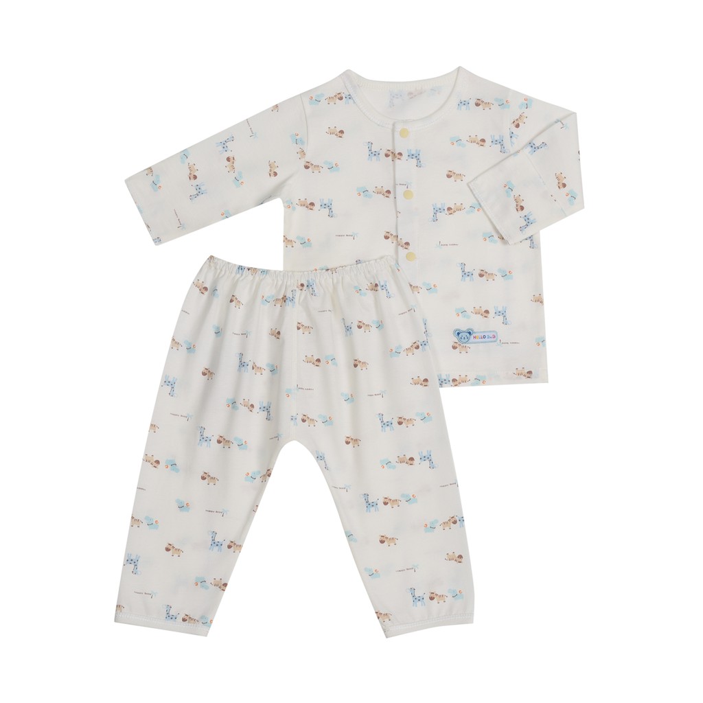Bộ sơ sinh bông tay dài 1009- HELLO BB