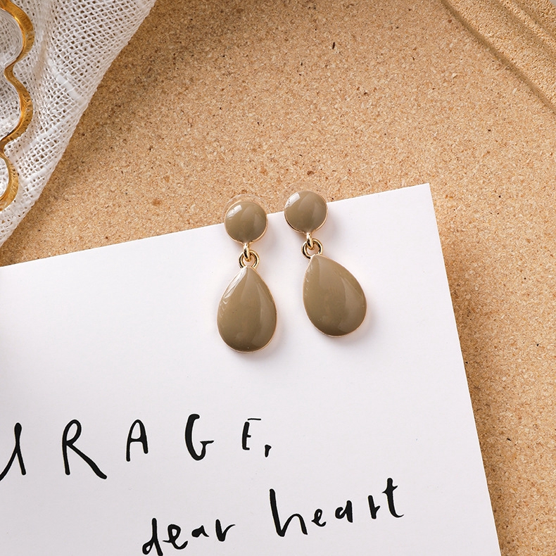 XiaoboACC Khuyên Tai Hàn Quốc Đính Hạt Nhựa Acrylic Màu Nâu Phong Cách Retro Nữ Tính | BigBuy360 - bigbuy360.vn