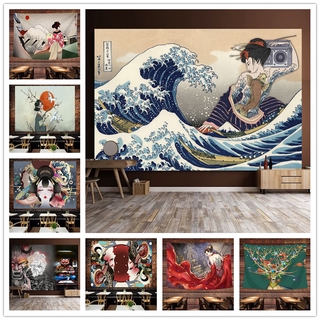 Japanese Style Fabric Ukiyoe Decorative Carpets Decorative Carpets Bedroom Bedroom Dormitory Bedside Decoration Wall Cover -1