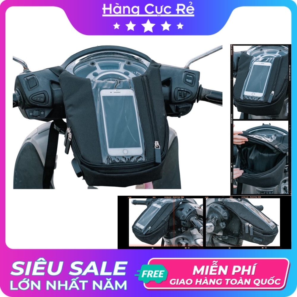 Túi treo đầu xe máy, mẫu DỌC đựng điện thoại, dành cho Shipper chạy Grab, treo ghi đông xe chạy GoJek – Shop Hàng Cực Rẻ