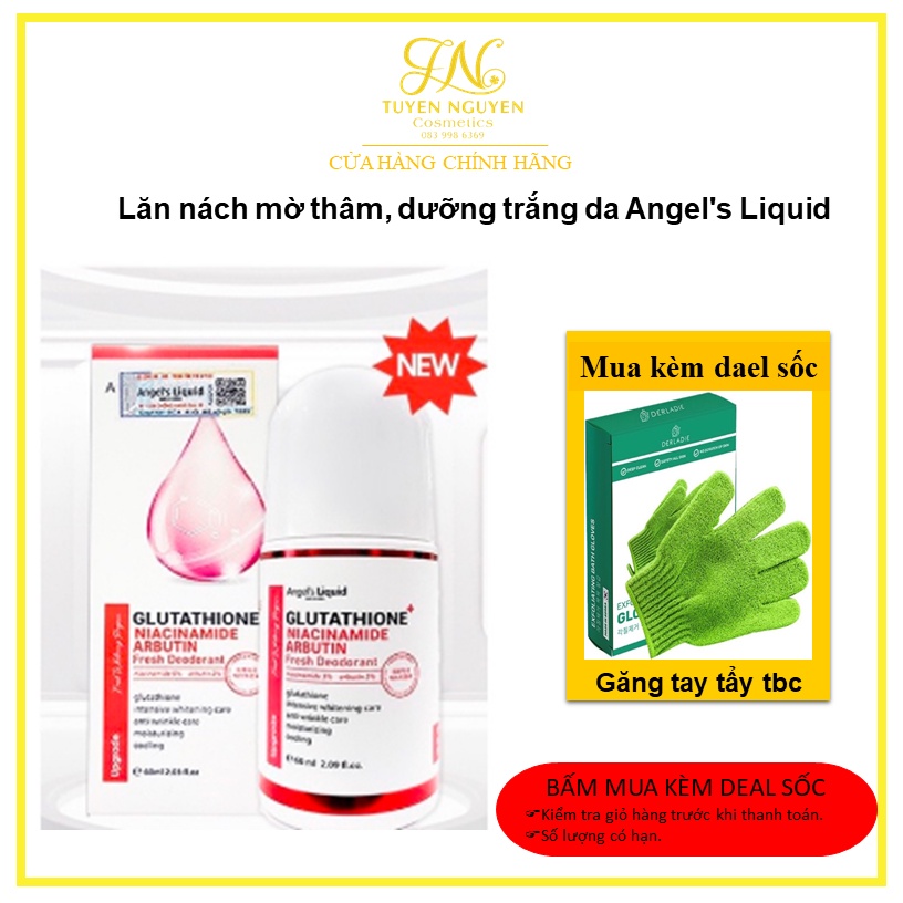 [PHIÊN BẢN NÂNG CẤP] Lăn nách mờ thâm, dưỡng trắng da Angel's Liquid Glutathione plus Niacinamide Fresh Deodorant 60ml