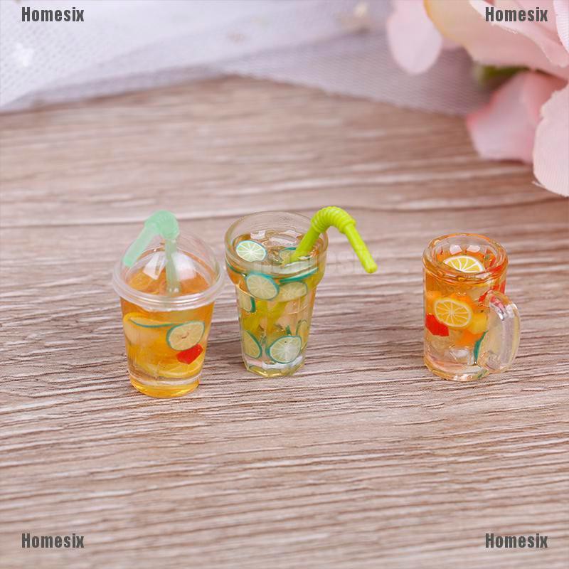 [HoMSI] 1Pcs 1:12 Dollhouse mini resin fruit tea cup simulation drinks model toy SUU