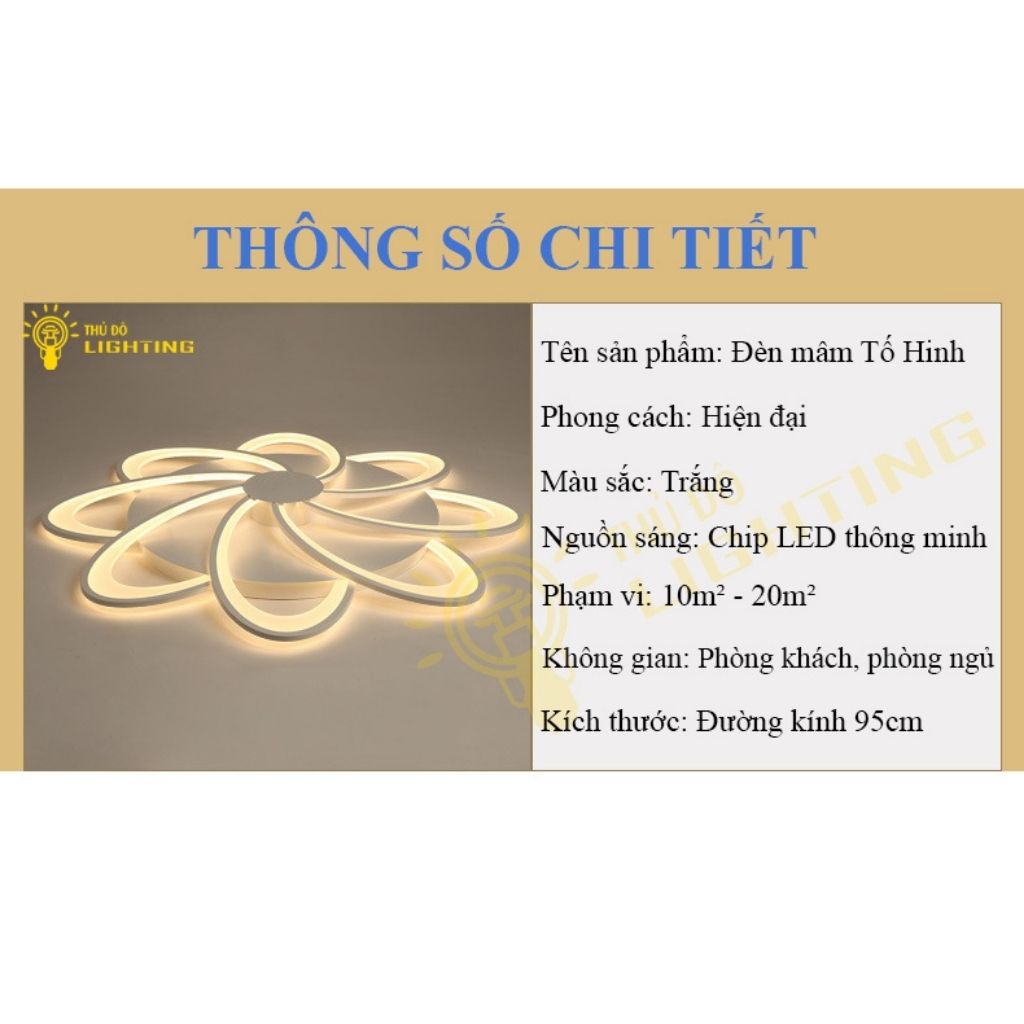 Đèn Ốp Trần Thu Hải Đường 8 Cánh Hoa THỦ ĐÔ LIGHTING Chất Liệu Thép Và Mica, Ánh Sáng Led 3 Màu 2014-8