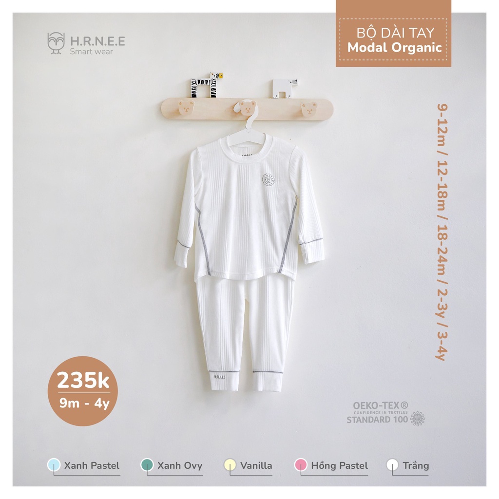 Bộ dài tay Modal Organic Hrnee cho bé 9m - 4Y
