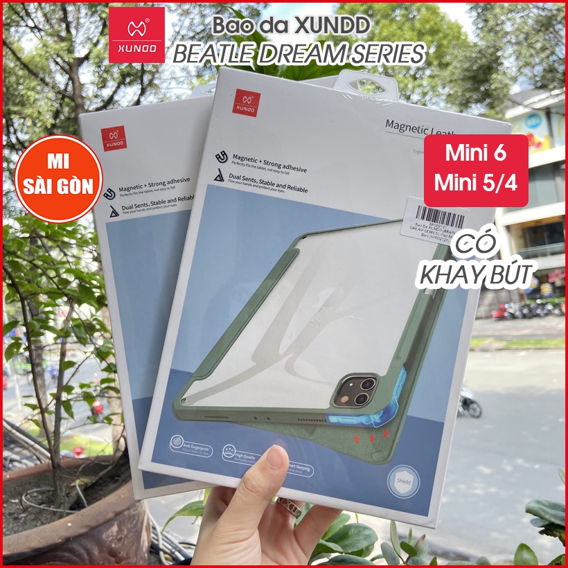 Bao da XUNDD máy tính bảng IP Mini 6 / Mini 5/4 (BEATLE DREAM SERIES) - Mặt lưng trong, Có ngăn đựng bút - Xanh