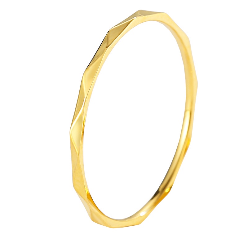 Nhẫn thép titan mạ vàng 18k thiết kế đơn giản phong cách Âu Mỹ thời trang cho nữ