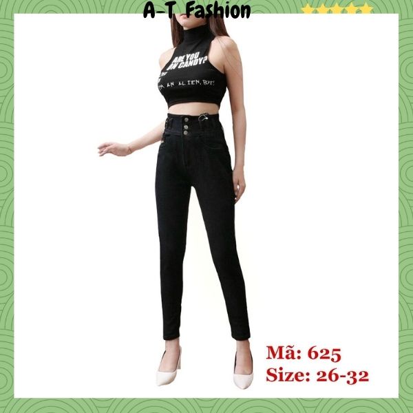 Quần Jean Nữ Lưng Cao chuẩn shop hàng VNXK bao đẹp, quần nữ chất bò cao cấp co giãn vải dày mịn A-T Fashion - QJN625