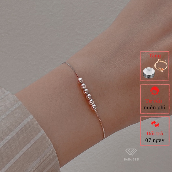 Lắc tay bạc đính bi tròn vòng tay mạ vàng hàng hộp sang trọng Bella925 S010